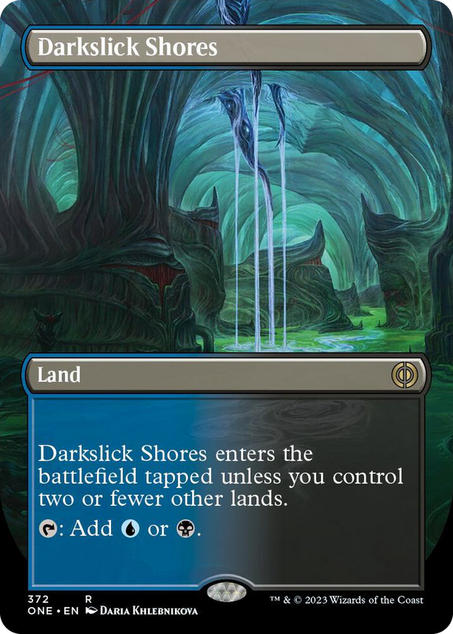 0372 Darkslick Shores (Borderless) R Phyrexia: All Will Be One