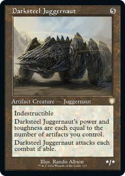 0137 Darksteel Juggernaut (Retro Frame) R Commander: The Brothers' War