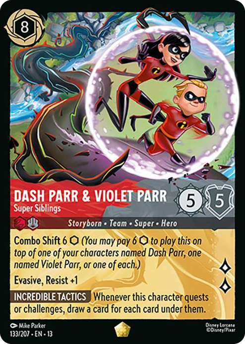 Dash Parr & Violet Parr - Super Siblings #133 Legendary - Attack of the Vine! Pokemon card
