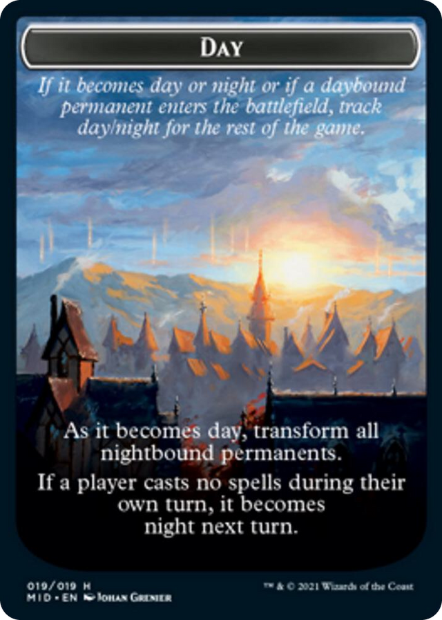0019 Day // Night Double-Sided Token T Innistrad: Midnight Hunt