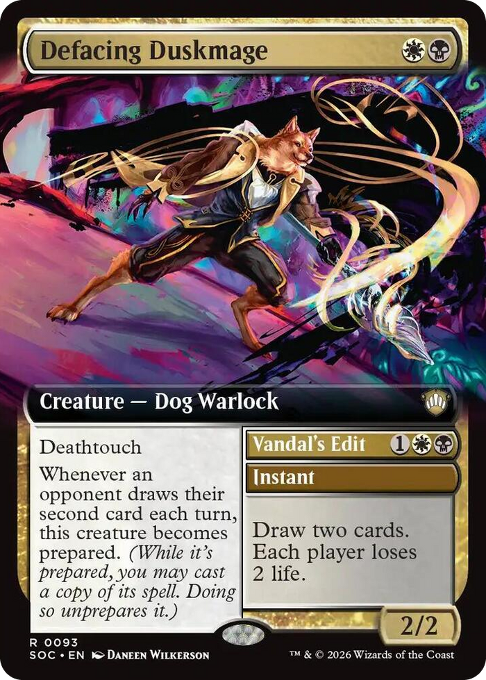 Defacing Duskmage (Extended Art) #93 R - Commander: Secrets of Strixhaven Pokemon card