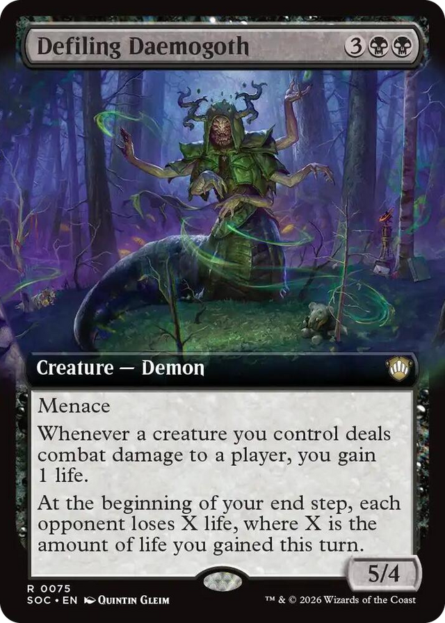 0075 Defiling Daemogoth (Extended Art) R Commander: Secrets of Strixhaven