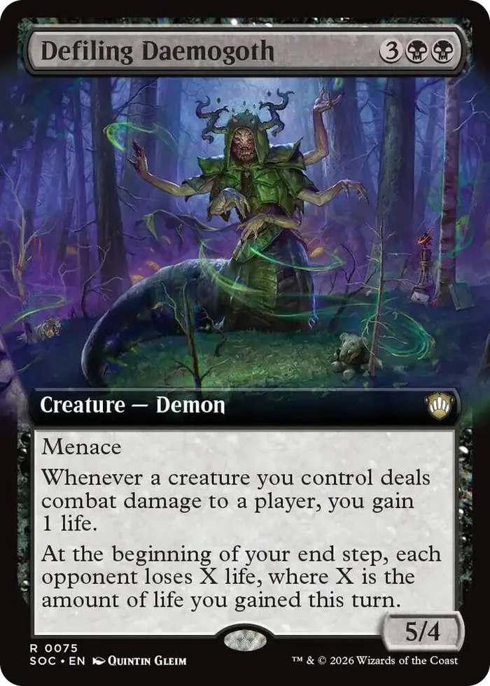 0075 Defiling Daemogoth (Extended Art) R Commander: Secrets of Strixhaven