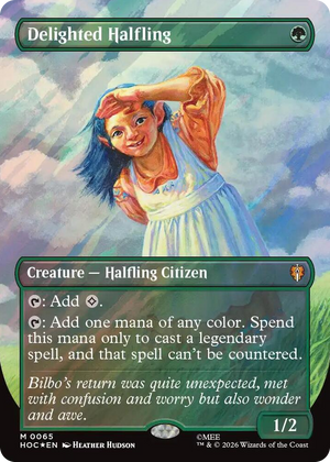 0065 Delighted Halfling (Borderless) (Surge Foil) M The Hobbit: Eternal-Legal