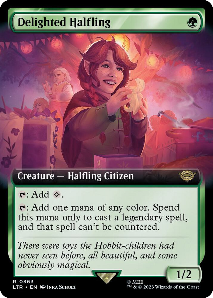 Delighted Halfling (Extended Art) #363 R - Universes Beyond: The Lord of the Rings: Tales of Middle-earth Pokemon card