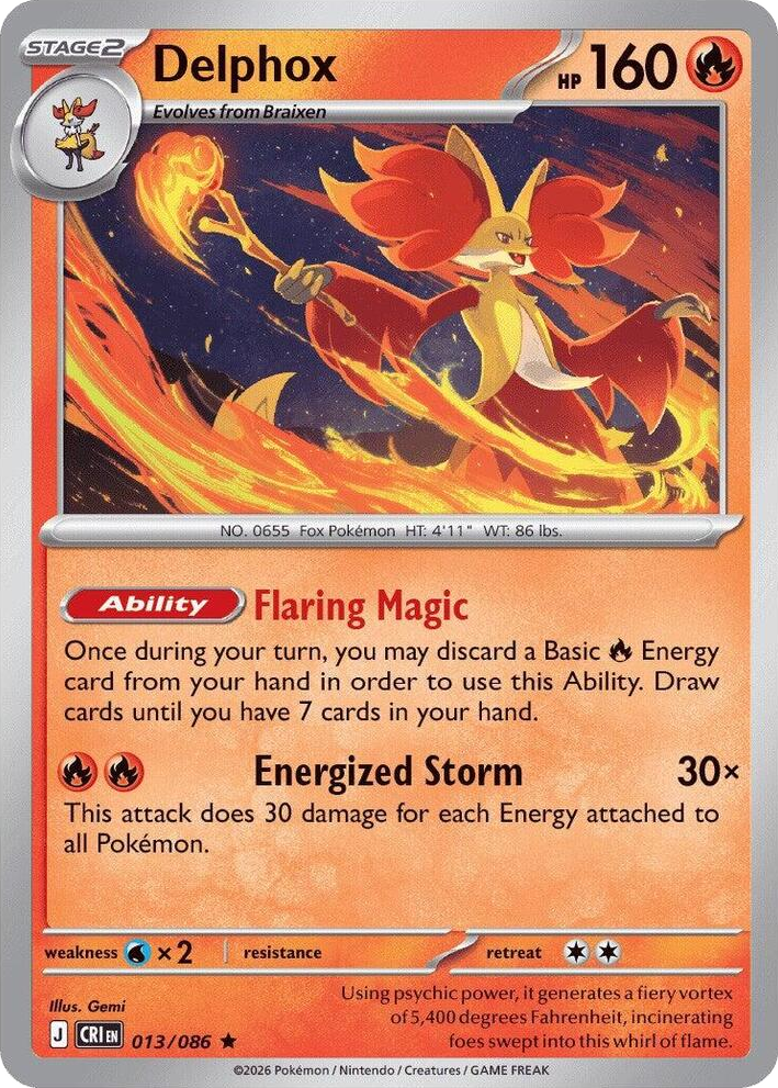 0013 Delphox - 013/086 (Non-Holo) Holo Rare Deck Exclusives