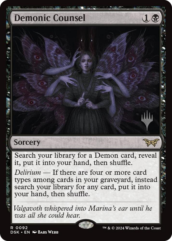 Demonic Counsel #92 R - Promo Pack: Duskmourn: House of Horror Pokemon card