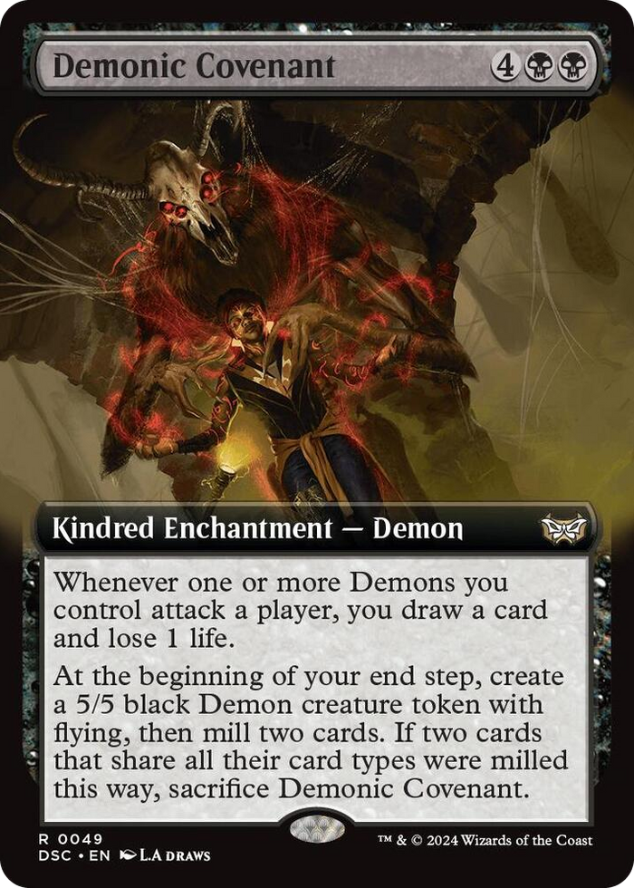 Demonic Covenant (Extended Art) #49 R - Commander: Duskmourn: House of Horror Pokemon card