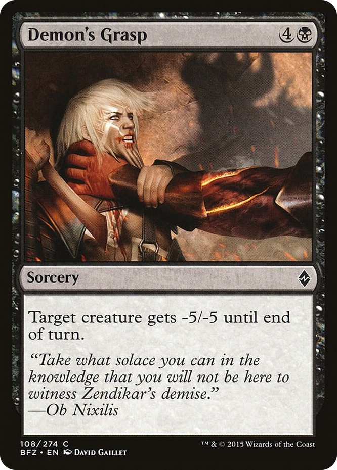 Demon's Grasp #108 C - Battle for Zendikar Pokemon card