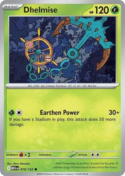 Dhelmise #18/132 Common - Mega Evolution Pokemon card