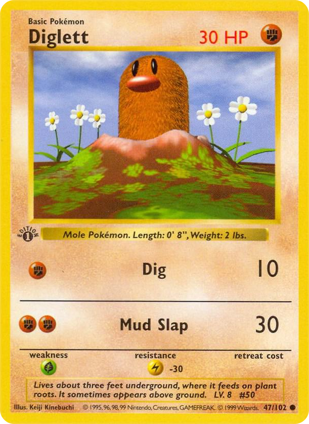 Diglett #47 Common - Base Set (Shadowless) Pokemon card