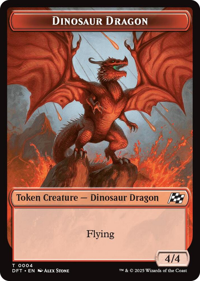 0004 Dinosaur Dragon // Treasure Double-Sided Token T Aetherdrift