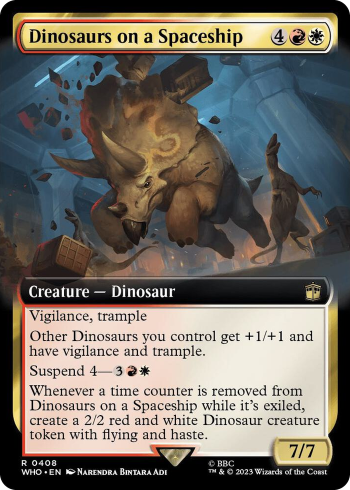 Dinosaurs on a Spaceship (Extended Art) #408 R - Universes Beyond: Doctor Who Pokemon card