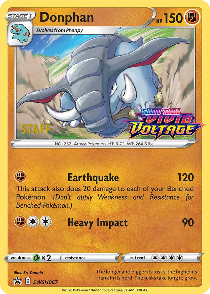 0067 Donphan - SWSH067 (Prerelease) [Staff] Promo Sword & Shield Promo Cards