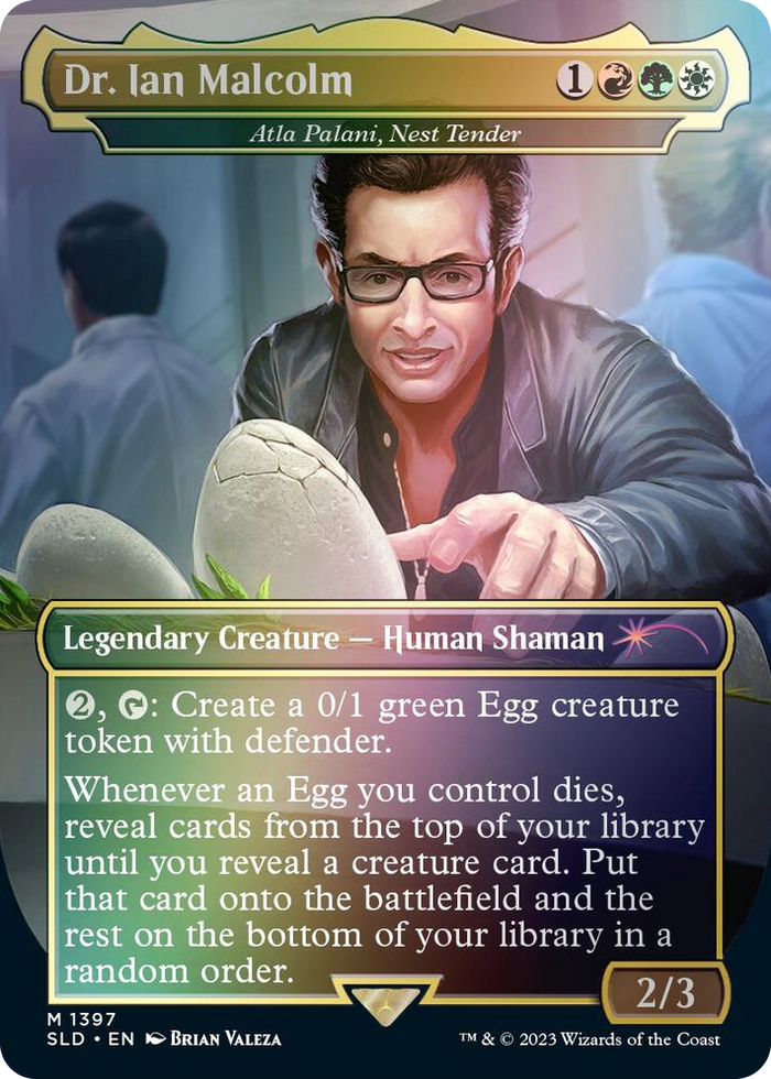Dr. Ian Malcolm - Atla Palani, Nest Tender (Rainbow Foil) #1397 M - Secret Lair Drop Series Pokemon card