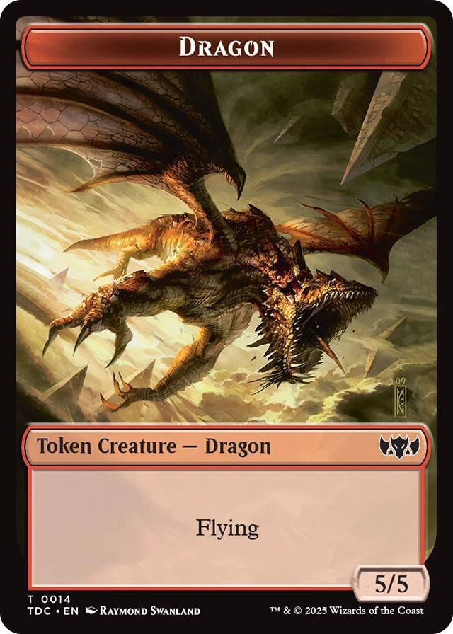 Dragon (0014) // Treasure Double-Sided Token #14 T - Commander: Tarkir: Dragonstorm Pokemon card