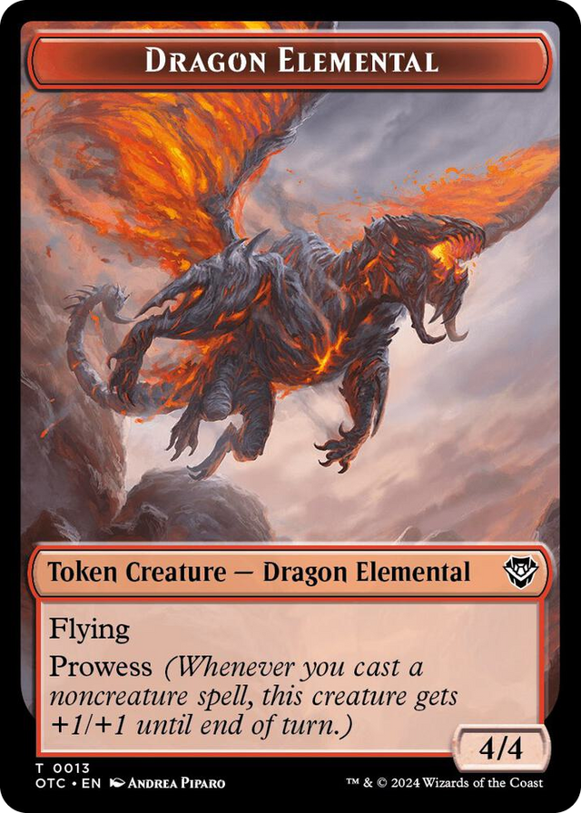 0013 Dragon Elemental // Bird Illusion Double-Sided Token T Commander: Outlaws of Thunder Junction