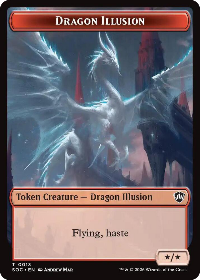 0013 Dragon Illusion // Elemental (0002) Double-Sided Token T Commander: Secrets of Strixhaven