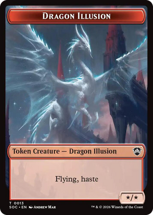 0013 Dragon Illusion // Elemental (0019) Double-Sided Token T Commander: Secrets of Strixhaven