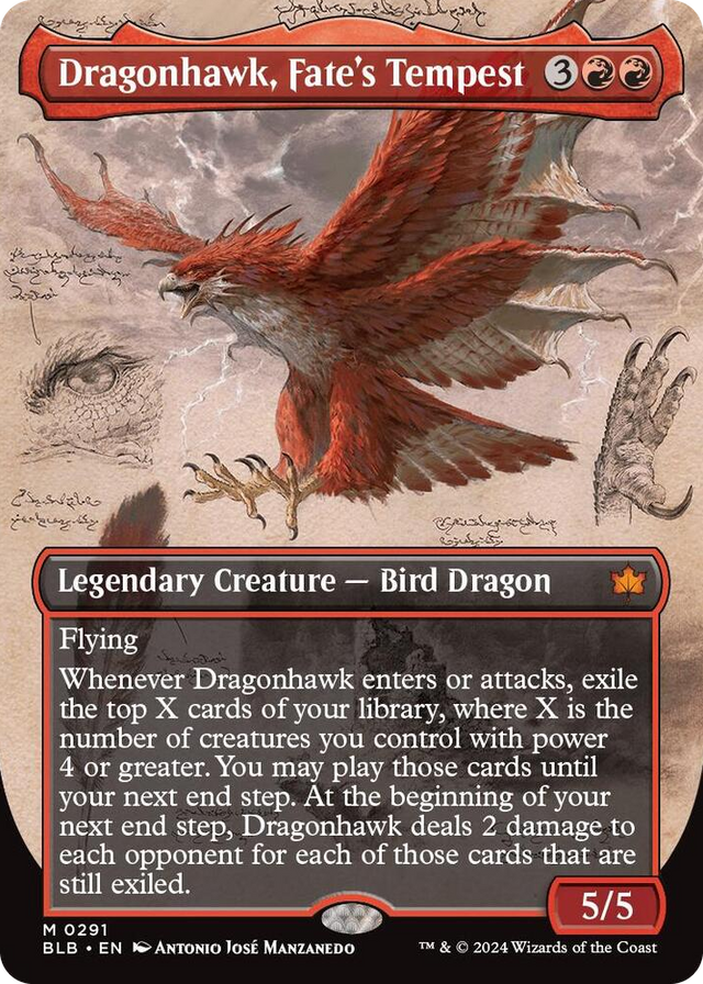 0291 Dragonhawk, Fate's Tempest (Borderless) M Bloomburrow
