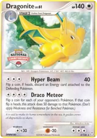 0002 Dragonite - 2/146 (National Championships) Promo League & Championship Cards
