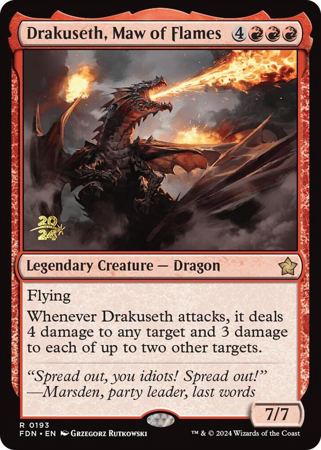 0193 Drakuseth, Maw of Flames (FDN) R Prerelease Cards