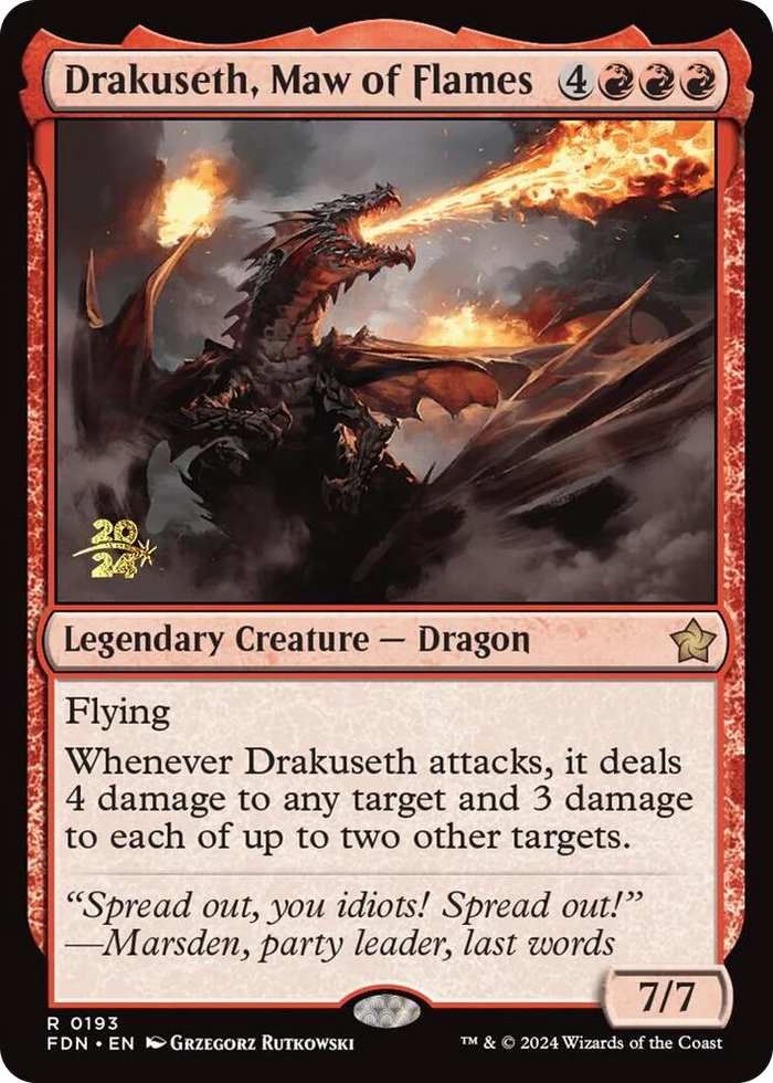 0193 Drakuseth, Maw of Flames (FDN) R Prerelease Cards