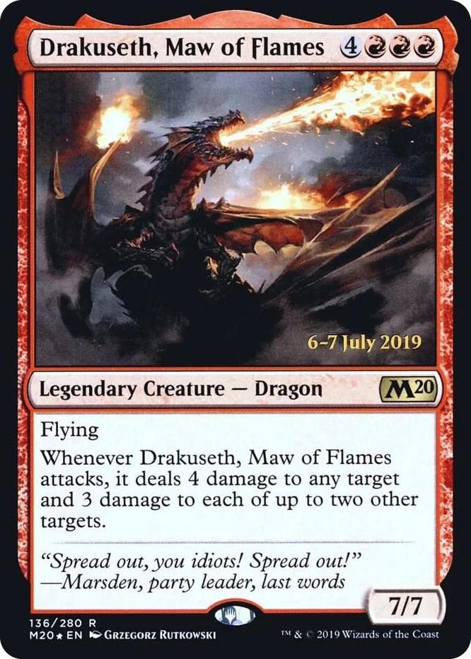 0136 Drakuseth, Maw of Flames (M20) R Prerelease Cards