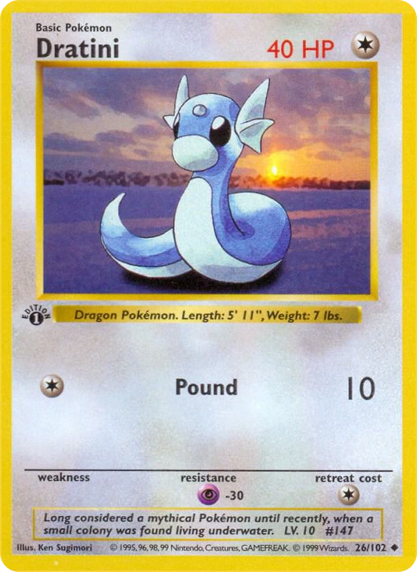Dratini #26 Uncommon - Base Set (Shadowless) Pokemon card
