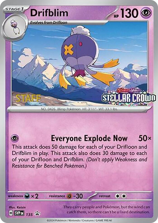0135 Drifblim - 135 (Prerelease) [Staff] Promo Scarlet & Violet Promo Cards