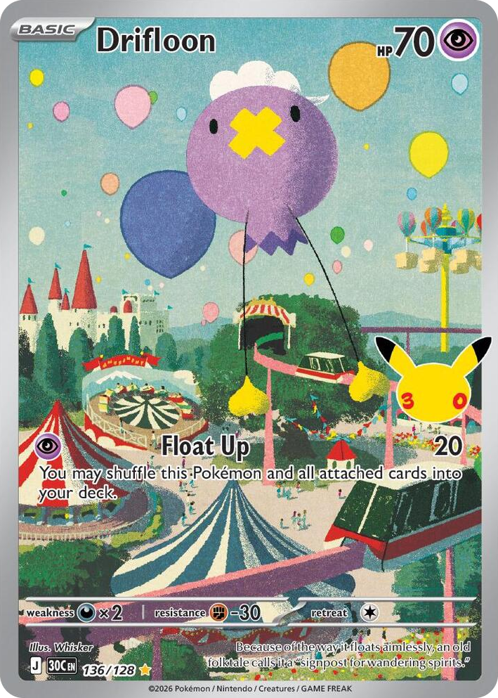 0136 Drifloon Illustration Rare 30th Celebration