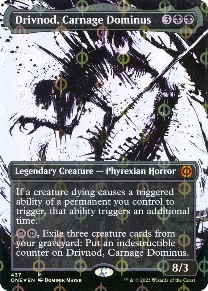 Drivnod, Carnage Dominus (Showcase) (Step-and-Compleat Foil) #437 M - Phyrexia: All Will Be One Pokemon card