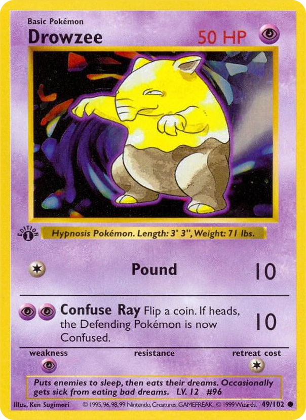 Drowzee #49 Common - Base Set (Shadowless) Pokemon card
