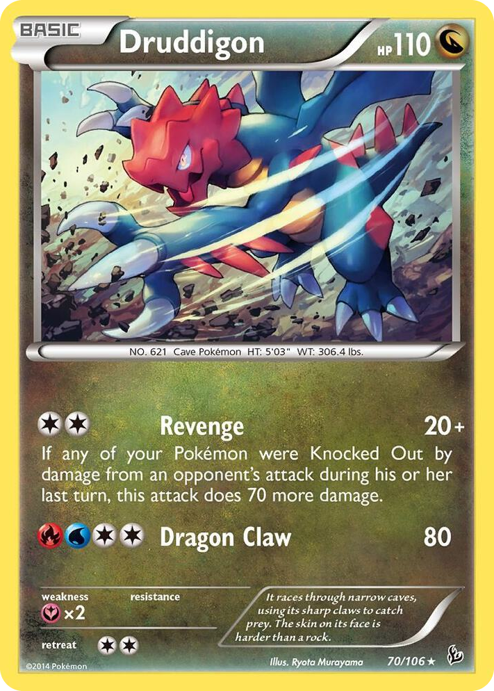 0070 Druddigon - 70/106 (Flashfire) Rare Deck Exclusives
