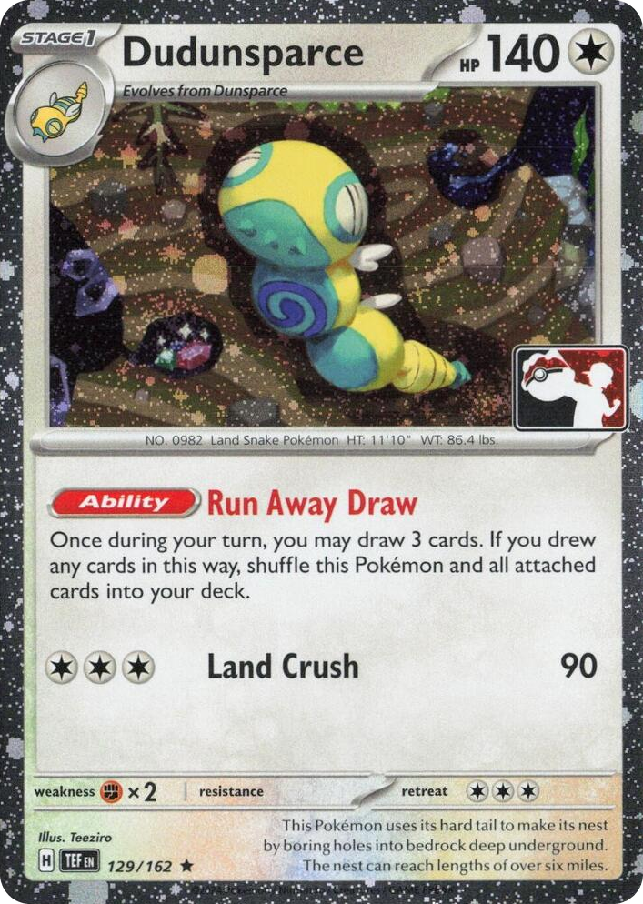 0129 Dudunsparce - 129/162 (Cosmos Holo) Rare Prize Pack Series Cards