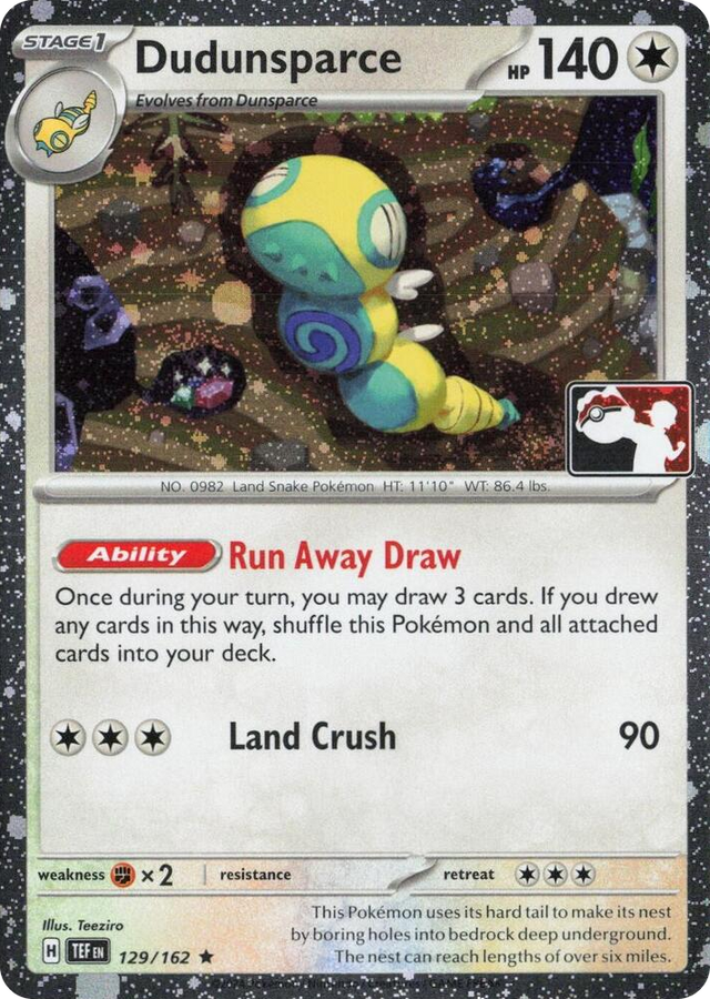0129 Dudunsparce - 129/162 (Cosmos Holo) Rare Prize Pack Series Cards