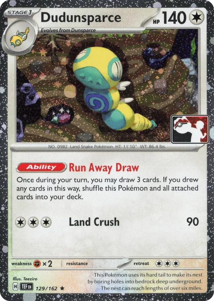 0129 Dudunsparce - 129/162 (Cosmos Holo) Rare Prize Pack Series Cards