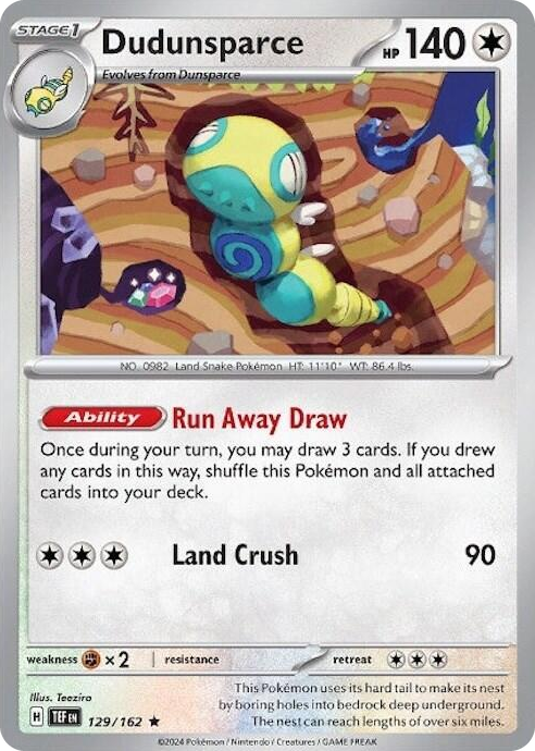 0129 Dudunsparce - 129/162 (Non-Holo) Rare Deck Exclusives