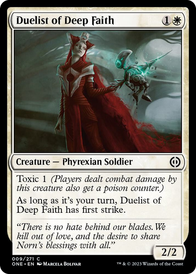 0009 Duelist of Deep Faith C Phyrexia: All Will Be One