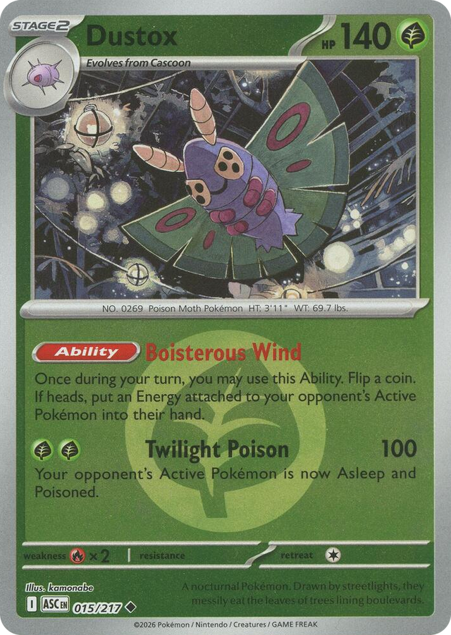0015 Dustox - 015/217 (Energy Symbol Pattern) Uncommon Ascended Heroes