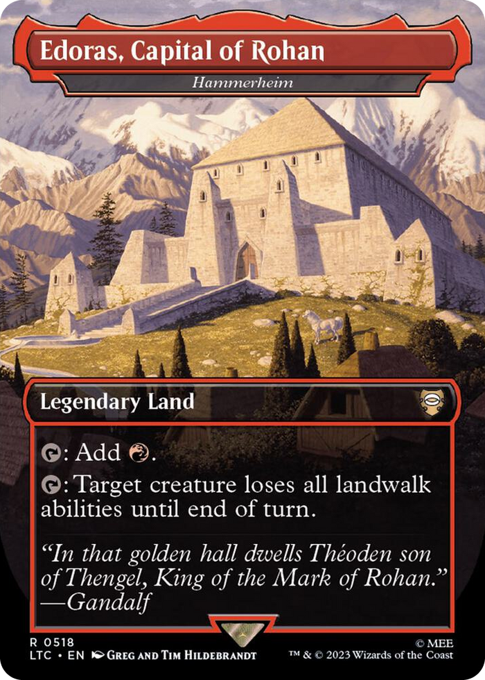 Edoras, Capital of Rohan - Hammerheim (Borderless) #518 R - Commander: The Lord of the Rings: Tales of Middle-earth Pokemon card