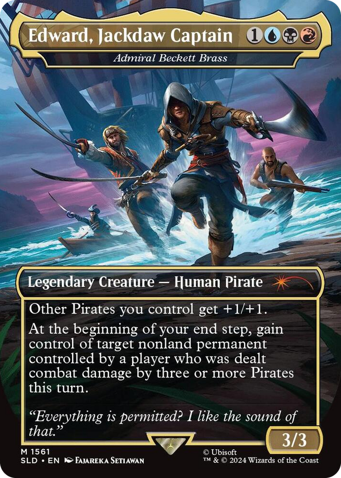 Edward, Jackdaw Captain - Admiral Beckett Brass #1561 M - Secret Lair Drop Series Pokemon card