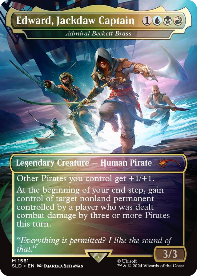 1561 Edward, Jackdaw Captain - Admiral Beckett Brass (Rainbow Foil) M Secret Lair Drop Series