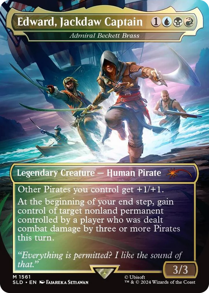 1561 Edward, Jackdaw Captain - Admiral Beckett Brass (Rainbow Foil) M Secret Lair Drop Series