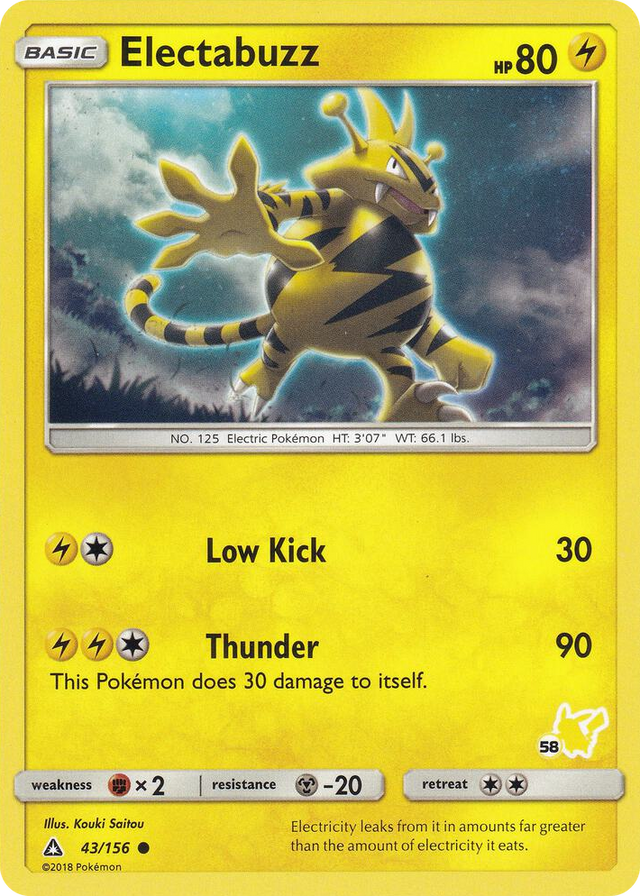 0043 Electabuzz - 43/156 (#58 Pikachu Stamped) Promo Battle Academy