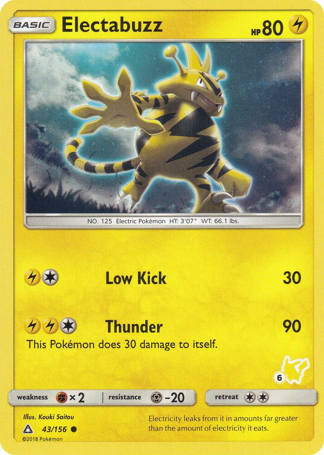 0043 Electabuzz - 43/156 (#6 Pikachu Stamped) Promo Battle Academy