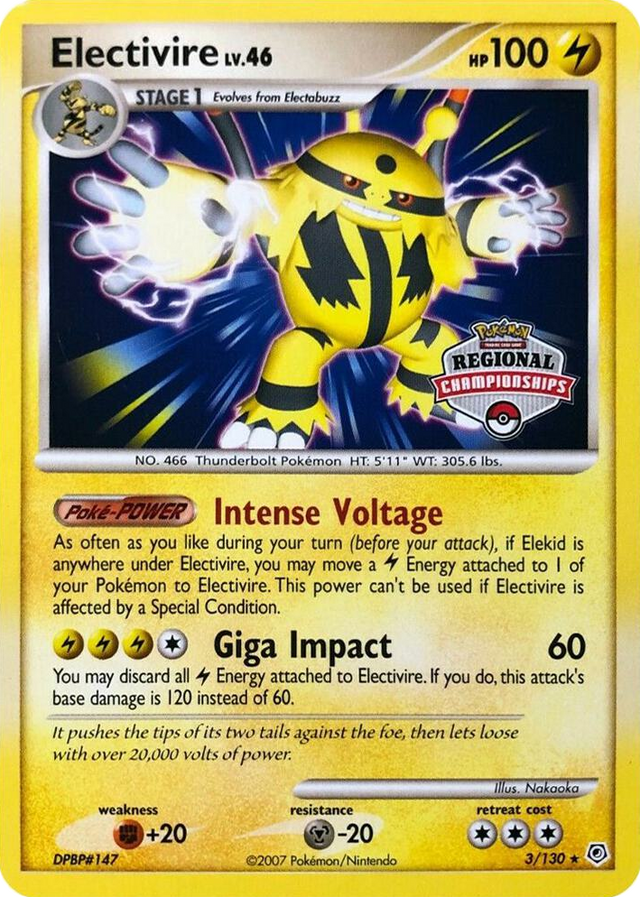 0003 Electivire - 3/130 (Regional Championships) Promo League & Championship Cards