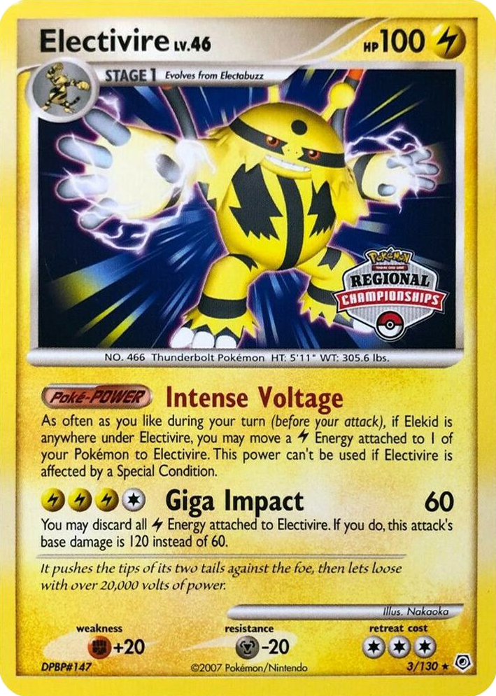 0003 Electivire - 3/130 (Regional Championships) Promo League & Championship Cards
