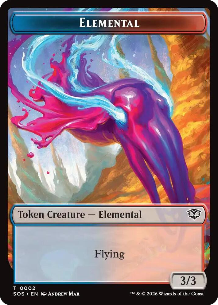 0002 Elemental (0002) // Treasure Double-Sided Token T Secrets of Strixhaven