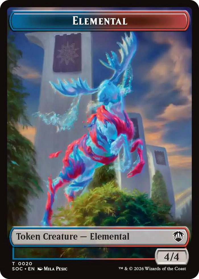 Elemental (0020) // Manifest Double-Sided Token #20 T - Commander: Secrets of Strixhaven Pokemon card